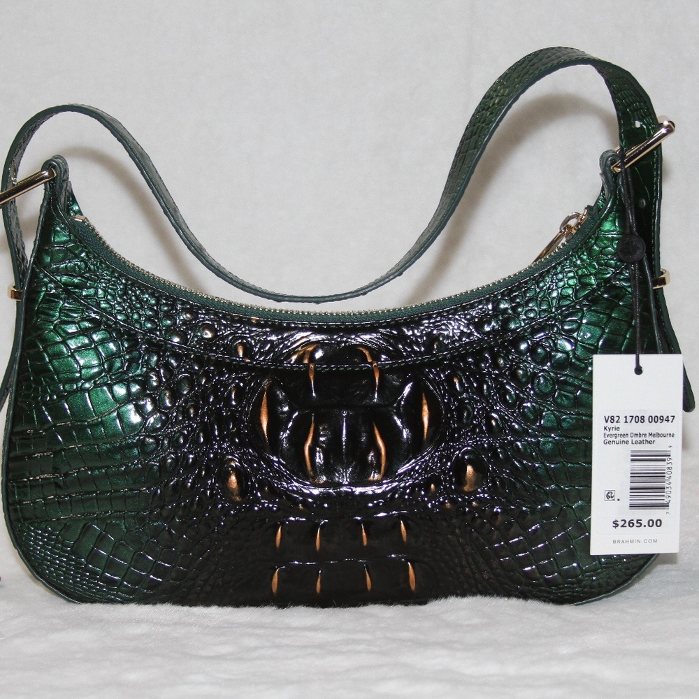 NWT BRAHMIN Kyrie Shoulder Bag Purse Handbag Evergreen Ombre Melbourne Leather - Picture 4 of 7